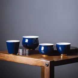 Porslin liten te skål master cup accessoarer blå glasyr keramisk te cup zen hem liten tekopp hög kvalitet