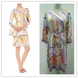 Epucci feminino moda casual senhora verão desgaste mulheres magro com cinto bonito impressão elástica vestido de malha