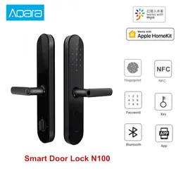 Nowa Aqara N100 Smart Drzwi Lock FingerPrint Hasło Bluetooth NFC Unlock współpracuje z MIJIA HOMEKIT Smart Linki z dzwonkami