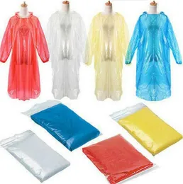 3000pcs disponibel PE Raincoat Vuxen Engångs nödsituation Vattentät Hood Poncho Travel Camping Måste Rain Coat Outdoor Rainwear Sn23