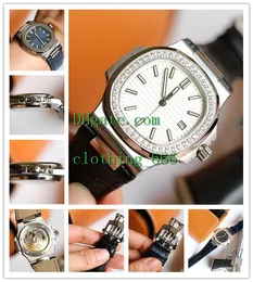 Men Watch Automatic Movement Cal.324 SC Date Diamond Bezel Eta 5711/1A-011 Platinum Blue Leather Strap 40mm Men's Luminous Watches