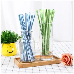 Hot Selling Colorful Drink Paper Straws Strip Dricka Papper Straws Multicolor Miljövänligt Drinking Straw WCW962