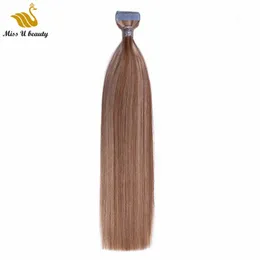 Piano Color Brown Blonde Hair Extensions Tape in Human Hair Double Drawn Thick End Cuticle Aligned Remy Hair 40pcs a pack