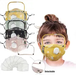 Masks kid's Face Mask with Shield Removable Washable Reusable Clear Mask PM2.5 Dustproof Cloth Face Mouth Mask With 2psc Filter LSK517