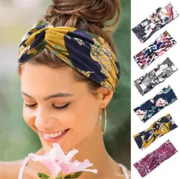 Kobiety Kwiat Pałąk Kwiatowy Print Elastyczne Turbany Krzydziel Knot Włosów Zespół Szeroki Stretch Girls Hairband Makeup Akcesoria do włosów 12 Wzory D5609