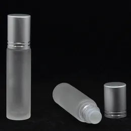 500pcs 10ML Roll On Perfume Bottle Frosted Essential Oil Vials with Roller Ball and Silver Cap