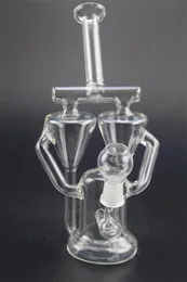 Double Cone Recycler Dab Rigs Hookahs Inline Filter Glass Water Bongs Unique Design 8.6 tum 14mm Joint