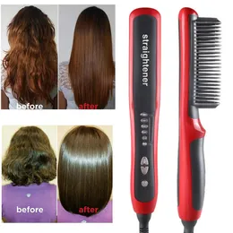 Multifunctional Beard Hair Straightener Styler Brush Heat Hair Ceramic Curler Electric Straightener Hot Comb Hair Care Machine CX200721