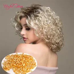 Afro Kinky Curly Synthetic Braiding Wig Flätade peruker Kort Lågvåg Lång Curly Blonde Ombre Bug Parykor för Vit Vävar Syntetiskt hår