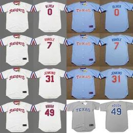 Jersey da baseball in Texas vintage - Miscela di cotone in stile retrò unisex con le leggende Al Oliver Lenny Randle Ferguson Jenkins Charlie Hough