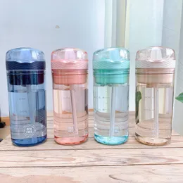 300 ml Plastikowa butelka Wody Student Portable Water Drinkware z słomkami Dzieci BPA Bezpłatne butelki wody sportowej