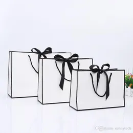 Clephan Creative Design duża czarna granica biała torba papierowa Kraft z uchwytem przyjęcie weselne przychylność Bowknot Paper Gift Bag LX01480