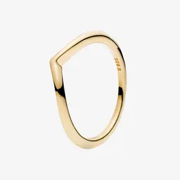 Gula guldpläterade män Ringar Rose Guldpläterade smycken för Pandora 925 Sterling Silver Polished Wishbone Ring med originallåda för kvinnor