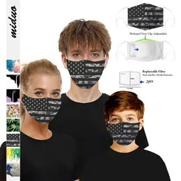 DHL New Hot Multi-design skull face mask digital printing protective mask with filter chip dustproof PM2.5 smog adult mask for children