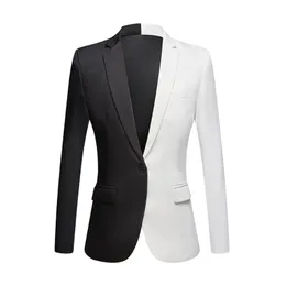 2020 Nowy mody biały czarny czerwony płaszcz Casual Men Blazers Stage Singers Costume Blazer Slim Fit Party PROM Kurtka