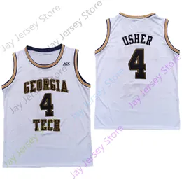 2020 NOWOŚĆ NCAA Georgia Tech Yellow Jackets Jerseys 4 Usher College Basketball Jersey White Size Youth Doros