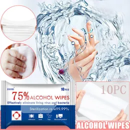 75% Alcohol Wipes Wet Wipe Portable Disinfecting Dipe 10pcs Travel Antiseptic Cleanser Sterilization Disposable Wet Tissue