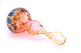 Nice flower Bright Stripe Glass smoking Pipes 9.5cm hand pipe leaves shape