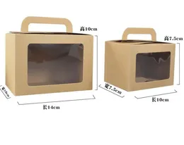 Przenośne pudełko do pieczenia z wyraźnym oknem pudełko pakowania papieru Kraft Piekarnia Desery Składane pudełka Pudełko do pieczenia pudełka z wyraźnym oknem