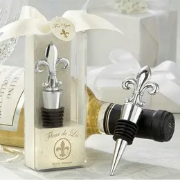 Party Supplies Nowy Warbler Korek wina Wartość 100 sztuk Chrome Fleur De Lis Wedding Favors Guest Gifts