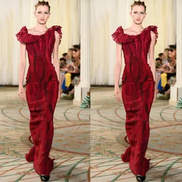 2021 Tony Ward Mermaid Prom Dresses Sexy Ruffles Bateau Neck Evening Gowns Slim Red Carpet Dress vestidos de novia