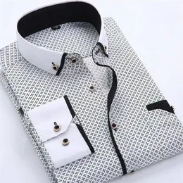 Men's Dress Shirts Mens Designer Casual Slim Fit Long Sleeve Business Shirt Male Dot Print Autumn Formal Cotton Men Brand