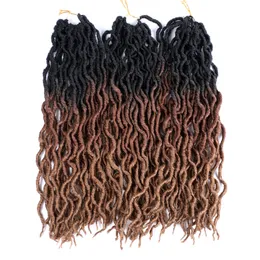 Ombre Curly Crochet Hair Synthetic Braiding Hair Extensions Goddess Faux Locs 18 Inch Soft Dreads Dreadlocks Hair with marley