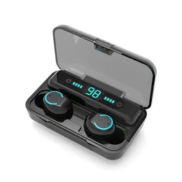 F9-9 Trådlös Bluetooth 5.0 Hörlurar HiFi Bass Stereo Touch Earbuds Hörlurar med LED Display Laddning Box Retail Package