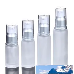 Flacone in vetro smerigliato da 20 ml 30 ml 50 ml, confezione cosmetica, flaconi spray per lozioni, flaconi in vetro con pompa a pressione Spedizione veloce F1876