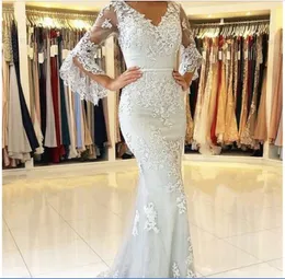 Custom Lace Party homecoming Gown 2020 Long Deep V Neck Covered Button Mermaid Prom Dresses Floor length