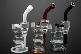 Unikalna konstrukcja GORĄCY SPRZEDAŻ Szklane Bongo Wodne Fajki wodne Ciasto O Strukturze Plastra Miodu Perc Percolator Dap Rigs Recyler Bubbler Rury 9.8 cali 14mm Wspólne