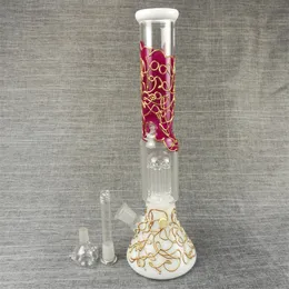 Modello unico Bong in vetro con base avorio, narghilè da 14 pollici, Dab Rig, giunto da 18 mm per fumare