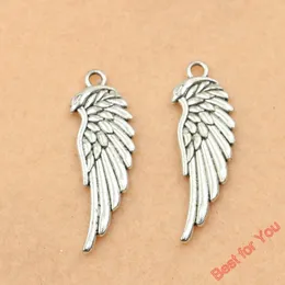 Antique Silver Plated Angel Wings Charms Beads Pendants for Jewelry Making DIY Handmade 33x12mm