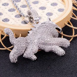 Iced Out Pendant Mens Luxury Designer Smycken Hip Hop Halsband Uttalande Diamant Pendants Rostfritt Stål Rope Chain Charms Fashion Jewerly