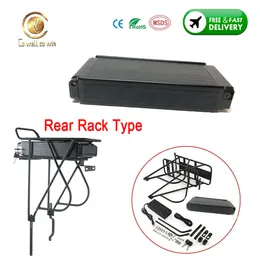 Rear Rack 48V 15AH Electric Bike Battery 13S6P 18650 Lithium ion Ebike Batteries with charger for bicycle Bafang 1000W 750W