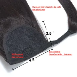 천재 품질 100% 인간 레미 헤어 포니 테일 말초 클립 내/머리 확장 직선파 머리카락