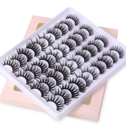 20Pairs / Set 3D Mixed Style Faux Mink Lashes Handgjorda Cruelty-Free Long Wispy Cross-Cross Fluffy False Eyelashes Eye Makeup Tool