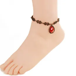 2020 Hot Gothic Style Retro Red Diamond Chain Foot With Foot Jewelry Export To Europe And The United States Wholesale Jewelry