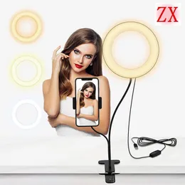 Dimmerabile LED Selfie Ring Light con treppiede USB Selfie Light Ring Lampada Big Photography Ringlight per Makeup Video Live Studio