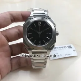 バージョンOct 102856自動メンズウォッチシルバーケースブルーダイヤルステンレススチールバンド41mm gents新しいデートウォッチパーフェクトギフト343o