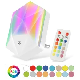 RGB Night Light Remote Control Modell 16-Färg Färgglada Intelligenta Dimbara Gradient Baby Room Lampor US UK EU-kontakt