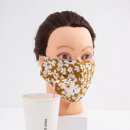 Maska ze słomy Maska Flroal Drukuj Maski 16styles zmywalny pyłoszczelna do picia filtra słomy Anti PM2.5 Mgła bawełniana Usta pokrywa GGA3588-6