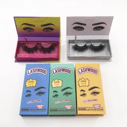Ny Lashwood Eyelash Box Magnetic Eyelash Box Printed Eye Customized Eyelash Box Fri från frakt Partihandel Privat etikett