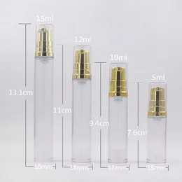 15ml 12ml 10ml 5ml Clear Airless Lotion Pump Bottle Emtpy Refillerbar handkrämflaska med lotionpumpbehållare LX2440