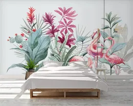 Beibehang Custom Wallpaper Nordic Flamingo Banana Liść Tło ściany 3D Tapety Salon Sypialnia Dekoracje Muralowe Zdjęcia