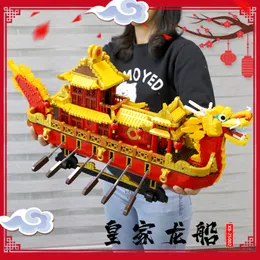 3325pcs Xingbao 25002 Creative The Chinese Royal Dragon Boat City Building Blocks Bricks Kids Leksaker Gåvor Kompatibel DIY Arkitektur