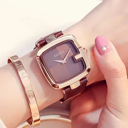 Guou Women's Horloges 2019 Square Mode Zegarek Damski Luxe Dames Armband Horloges voor Dames Lederen Band Clock Saati CX200720