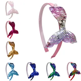 Moda Dziewczyny Cekiny Syrenki Włosy Pałeczki Na głowę Pałąk Kids Mermaid Tail Hair Stacks Hairband Baby Księżniczka Boutique Włosy Akcesoria 8 kolorów