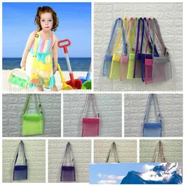 24*25cm Kids Beach Mesh Bag Shell Storage Net Bag Adjustable Straps Tote Toy Mesh Outdoor Handbag 8 Colors AAA639 60PCS