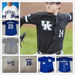 Custom NCAA Kentucky Wildcats Baseball stitched mens women youth Jersey 47 Kyle Music 26 Justin Olson Blank Jerseys